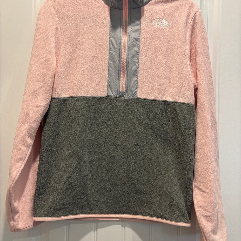 The North Face Juniors/Girls Pink and Gray Fleece Pullover- SIZE 18/20 XL
